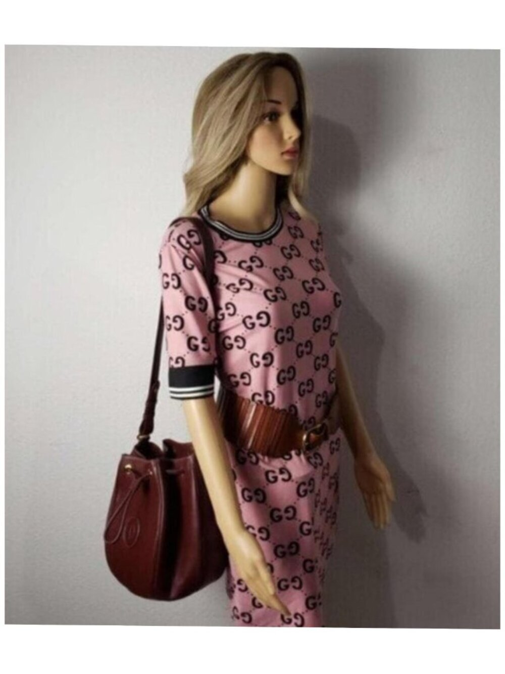Authentic Cartier Burgundy Leather Bucket Bag Drawstring Crossbody - Picture 16 of 16